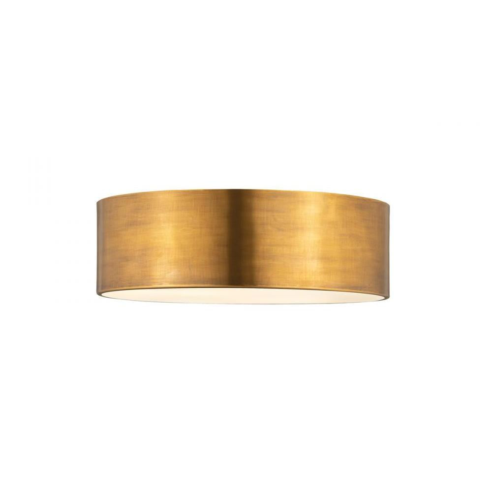 3 Light Flush Mount Light-Rubbed Brass