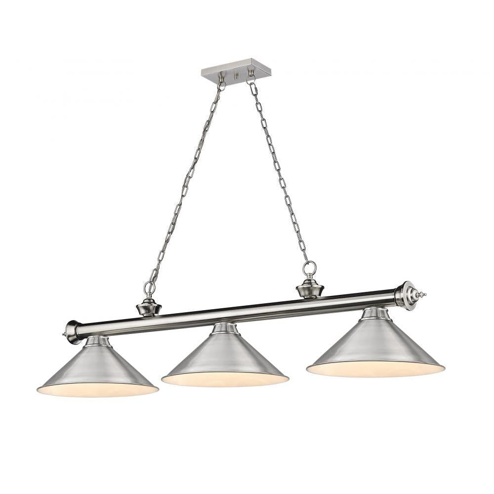 3 Light Billiard Table Light -Brushed Nickel