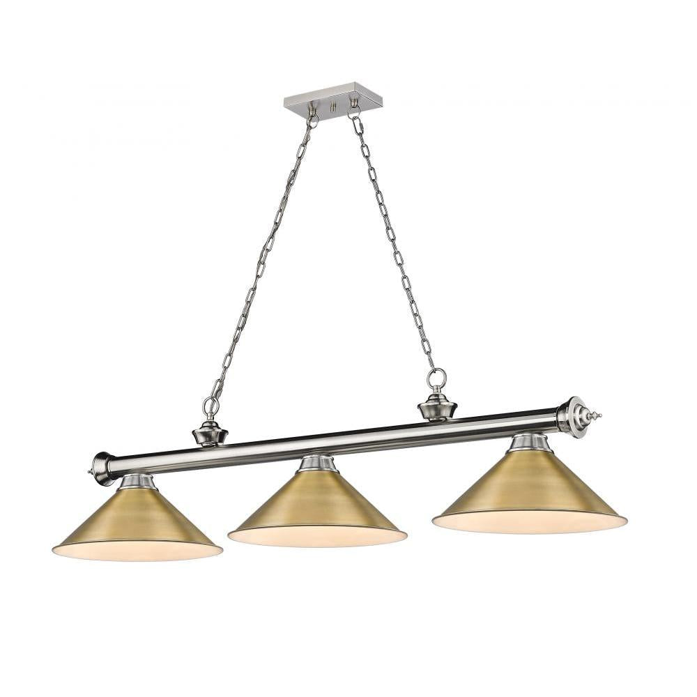 3 Light Billiard Table Light -Rubbed Brass