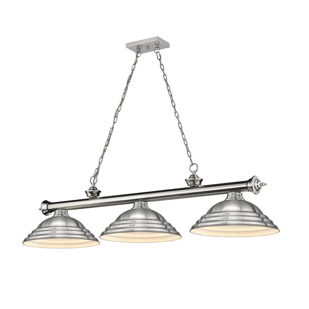 3 Light Billiard Table Light -Brushed Nickel