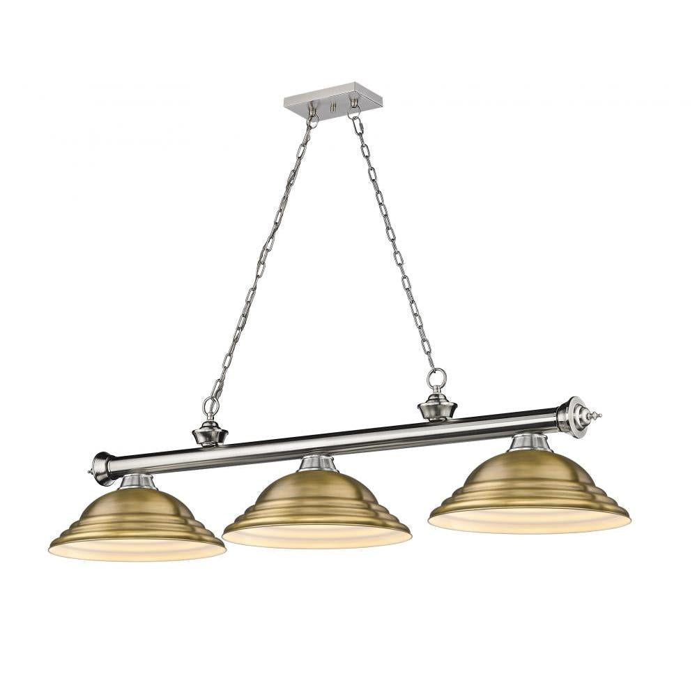3 Light Billiard Table Light -Rubbed Brass