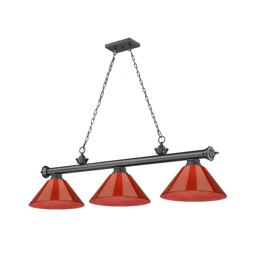 3 Light Billiard Table Light -Burgundy