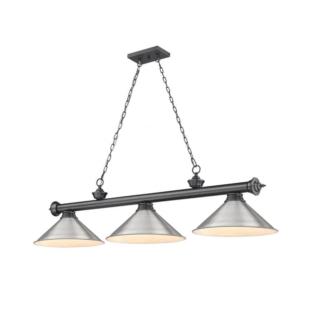 3 Light Billiard Table Light -Brushed Nickel