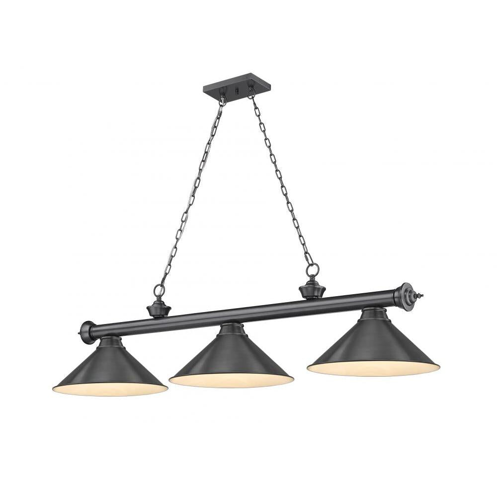 3 Light Billiard Table Light -Bronze Plate
