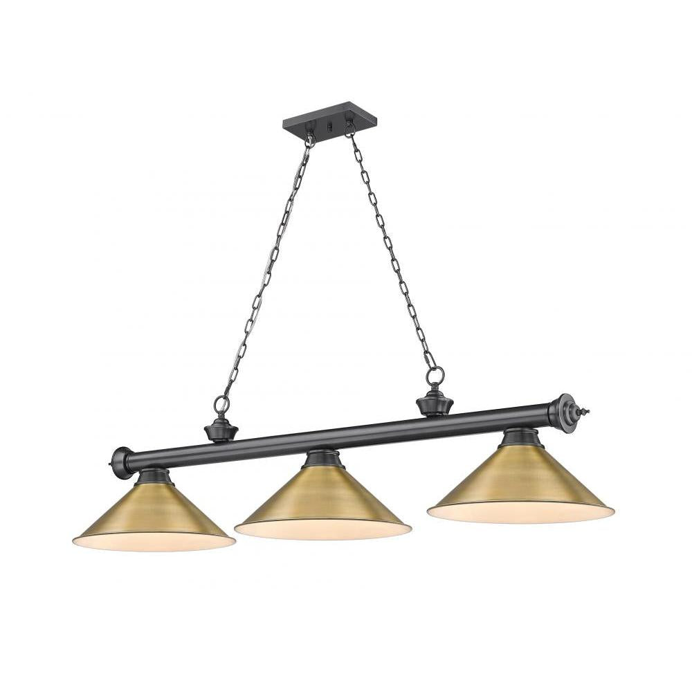 3 Light Billiard Table Light -Rubbed Brass