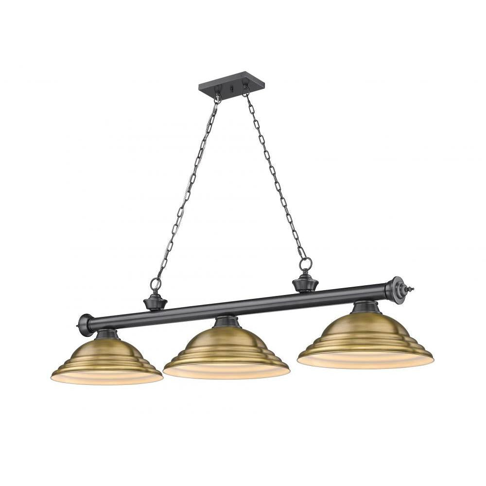 3 Light Billiard Table Light -Rubbed Brass
