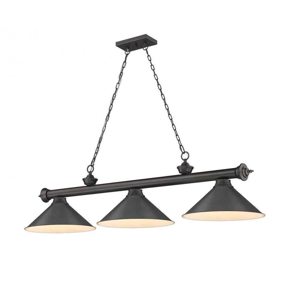 3 Light Billiard Table Light -Bronze