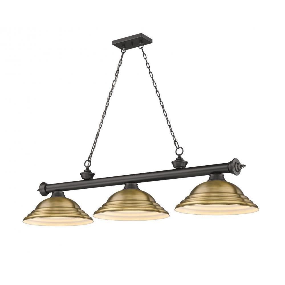 3 Light Billiard Table Light -Rubbed Brass