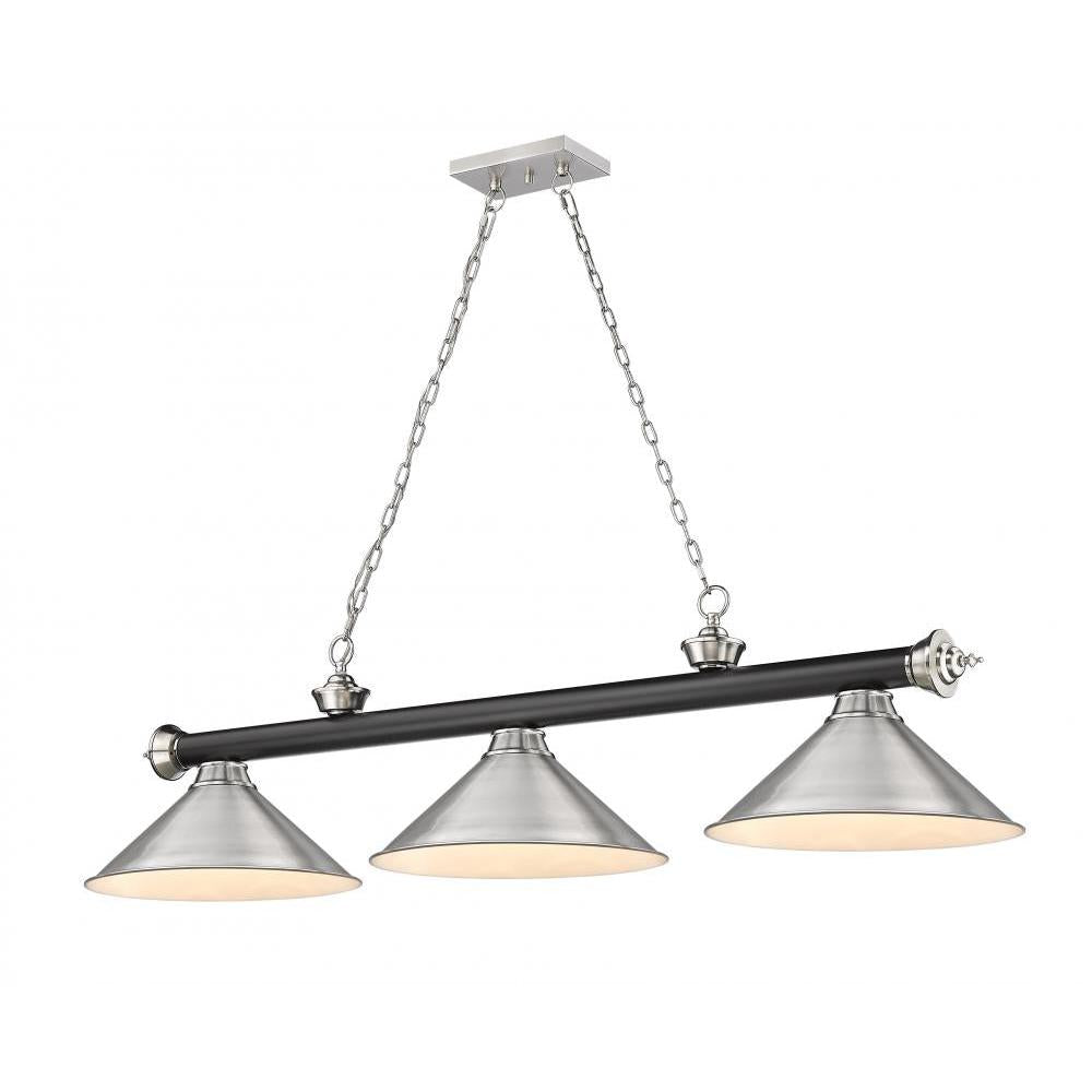 3 Light Billiard Table Light -Brushed Nickel