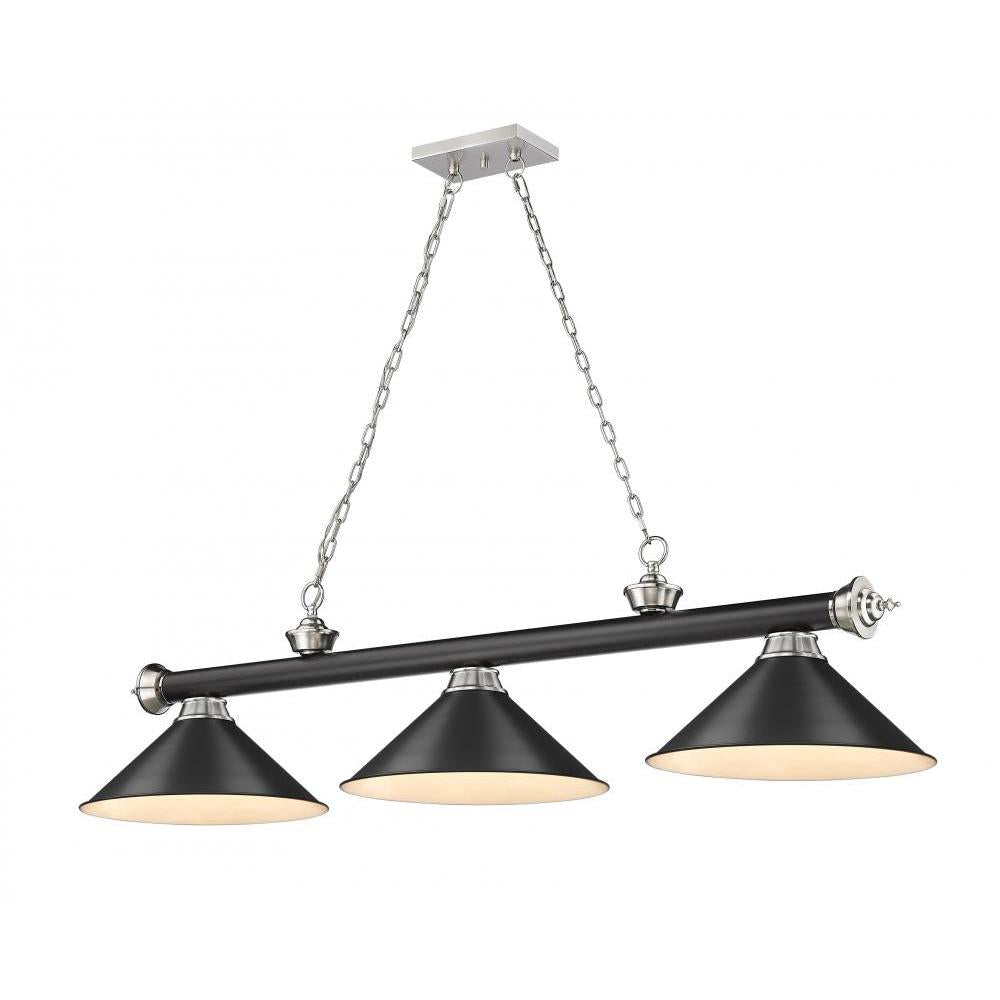 3 Light Billiard Table Light -Matte Black