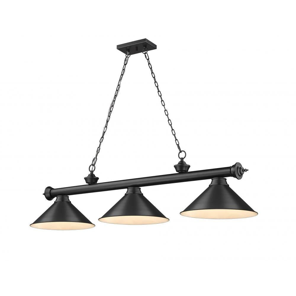 3 Light Billiard Table Light -Matte Black