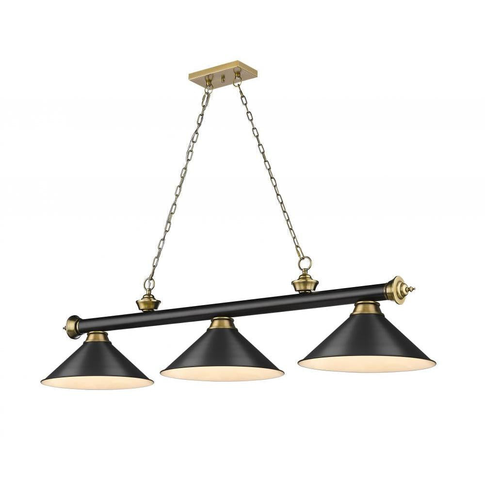 3 Light Billiard Table Light -Matte Black