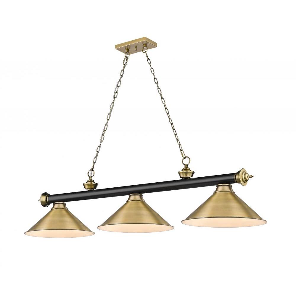 3 Light Billiard Table Light -Rubbed Brass