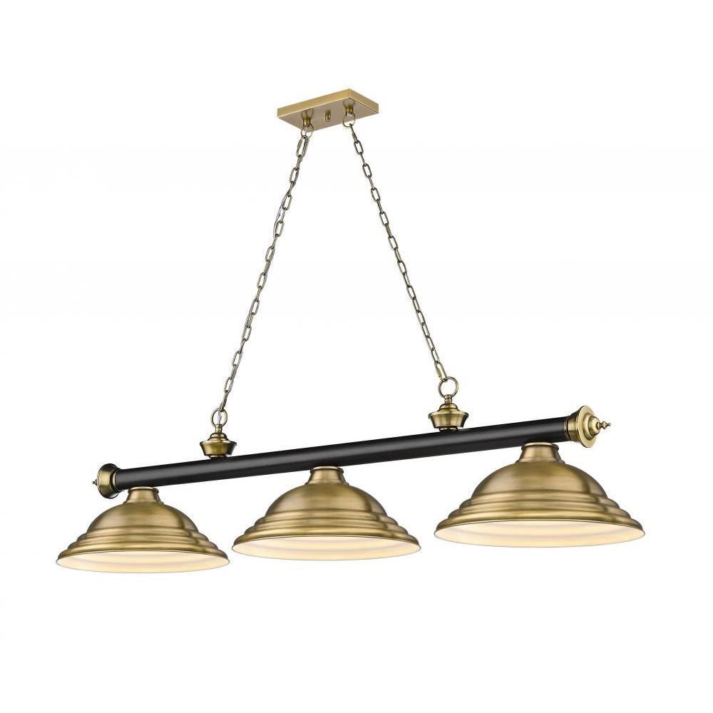 3 Light Billiard Table Light -Rubbed Brass