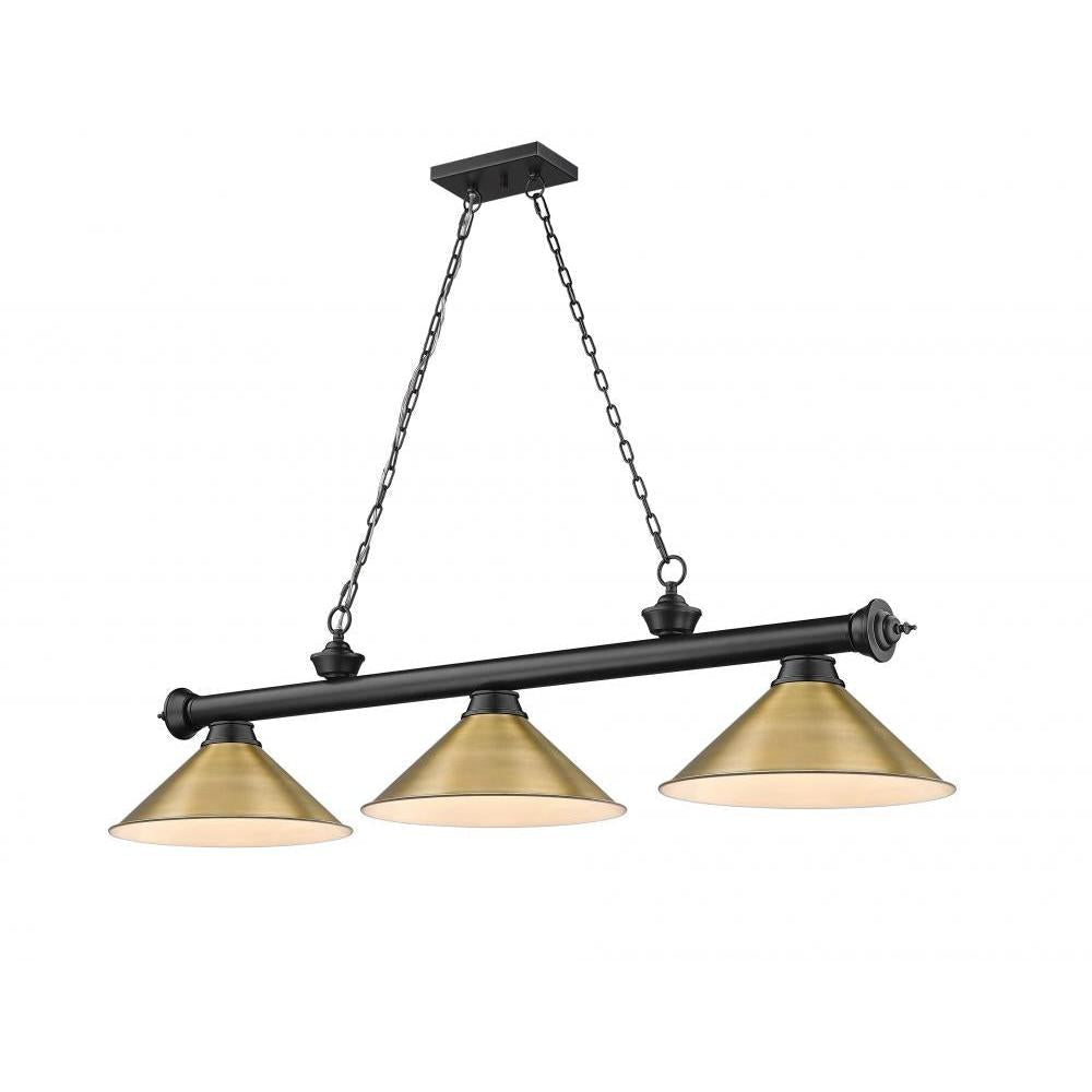 3 Light Billiard Table Light -Rubbed Brass