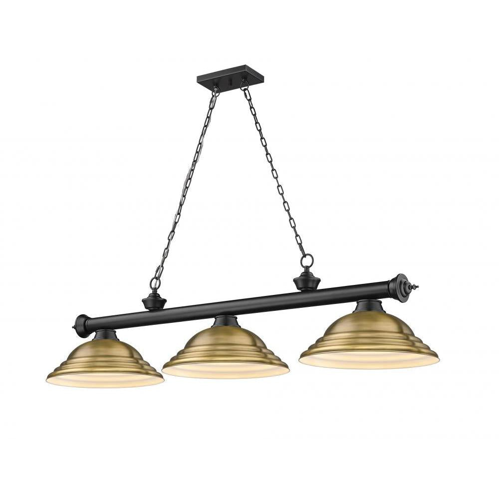 3 Light Billiard Table Light -Rubbed Brass