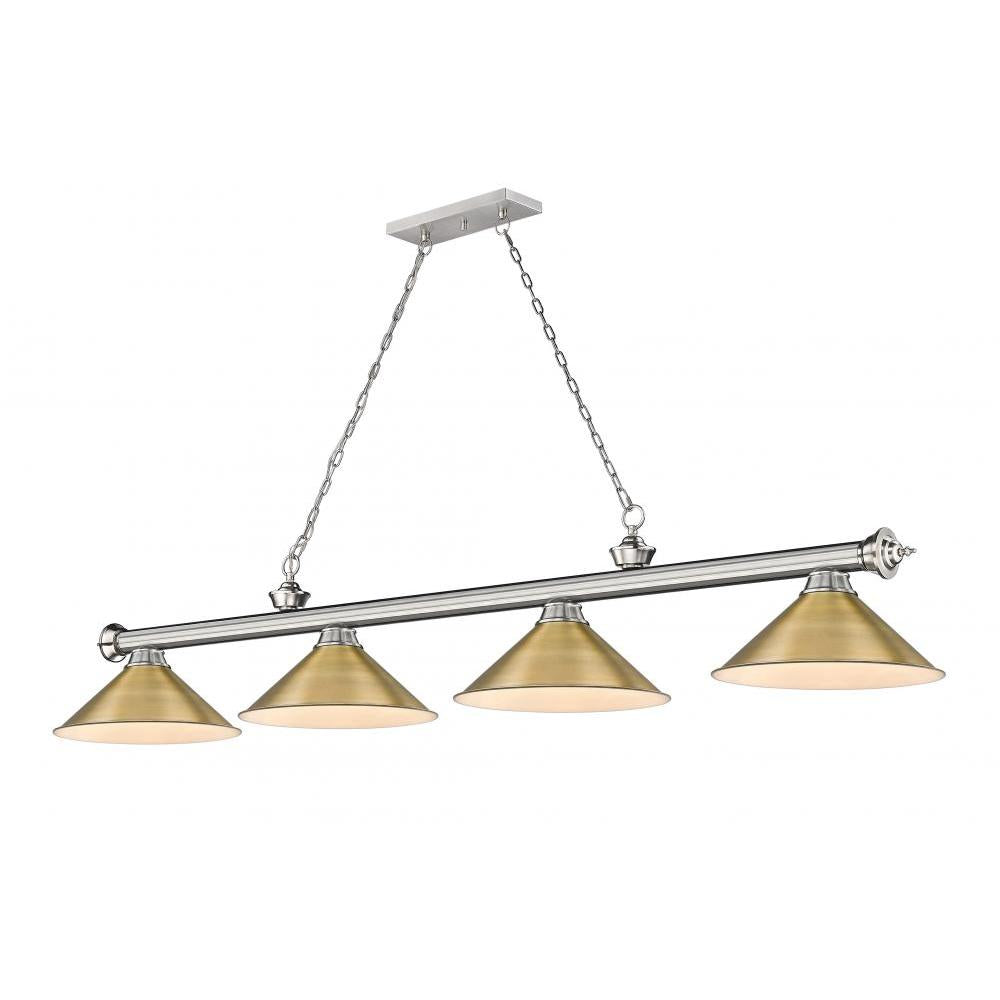 4 Light Billiard Table Light -Rubbed Brass