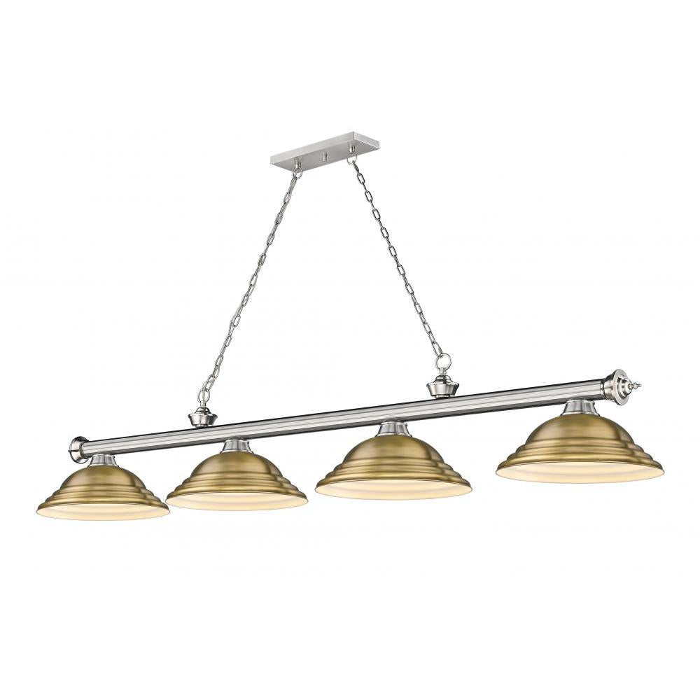 4 Light Billiard Table Light -Rubbed Brass