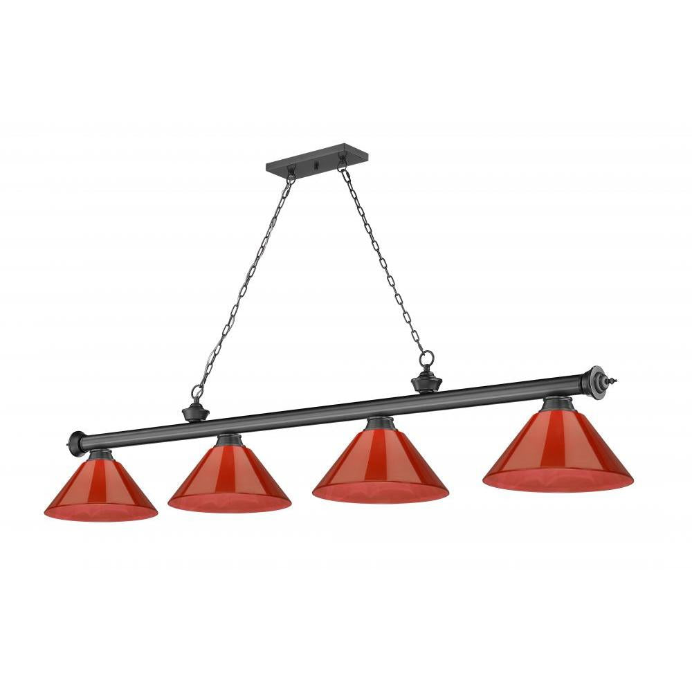 4 Light Billiard Table Light -Burgundy
