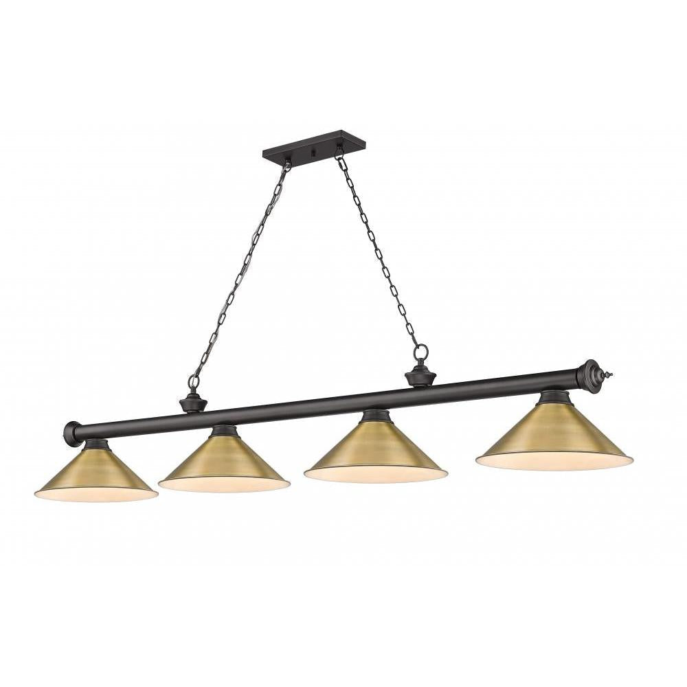 4 Light Billiard Table Light -Rubbed Brass
