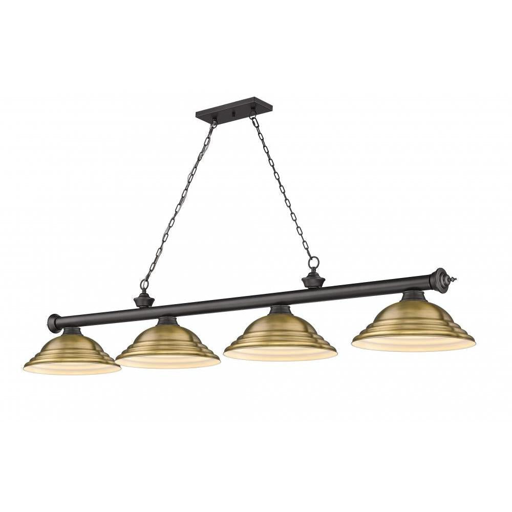 4 Light Billiard Table Light -Rubbed Brass
