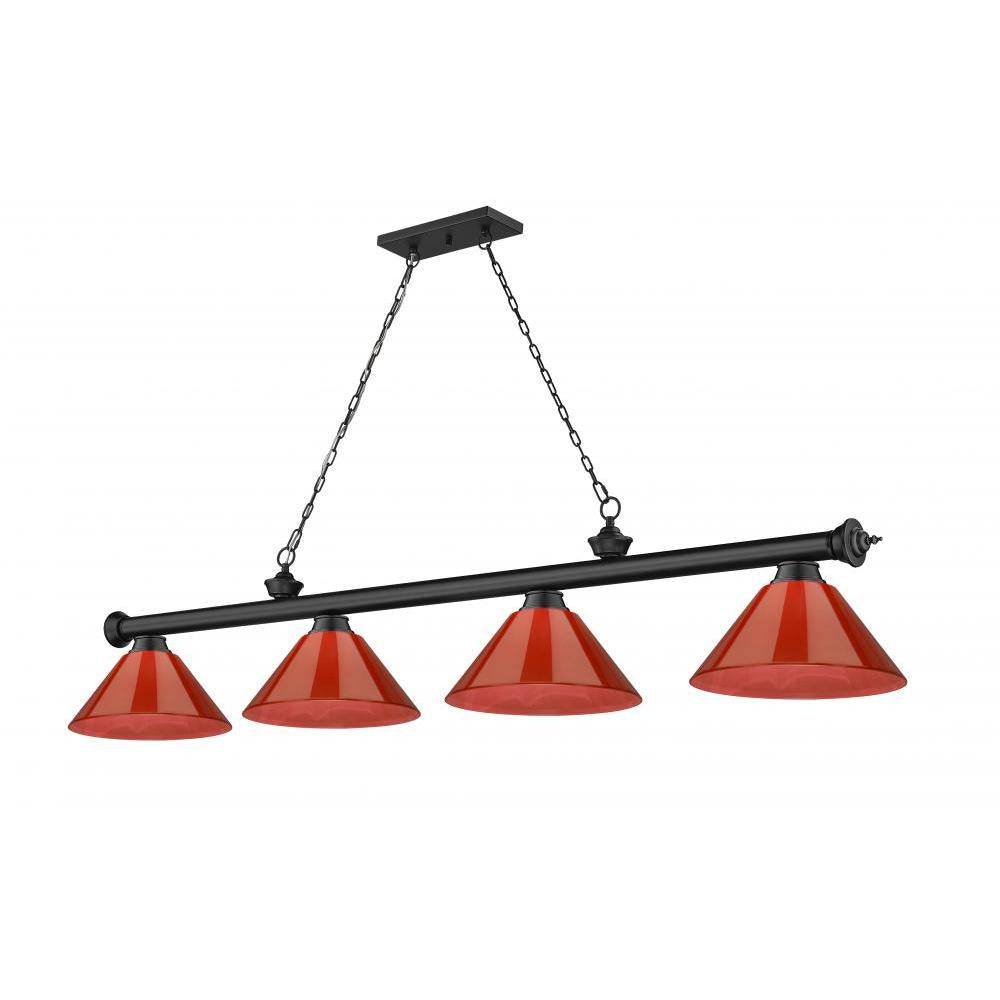 4 Light Billiard Table Light -Burgundy