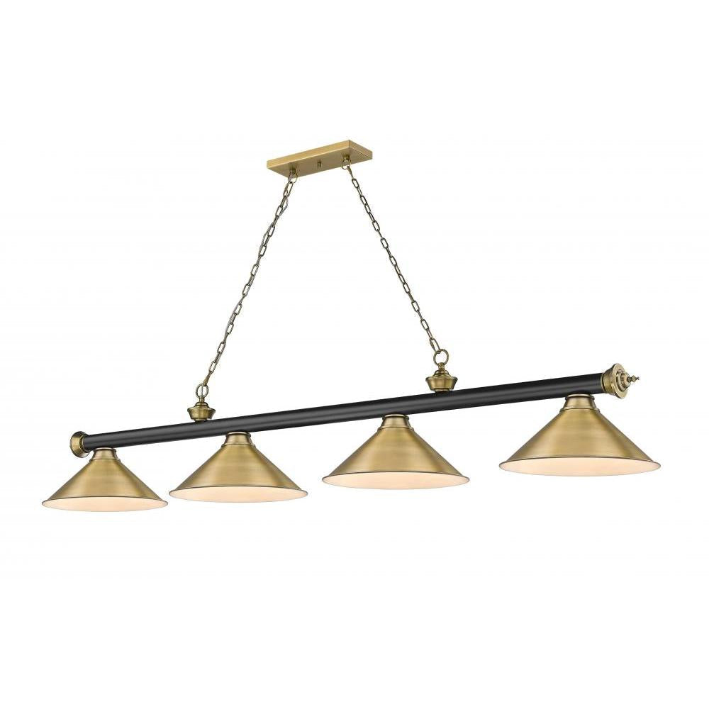 4 Light Billiard Table Light -Rubbed Brass