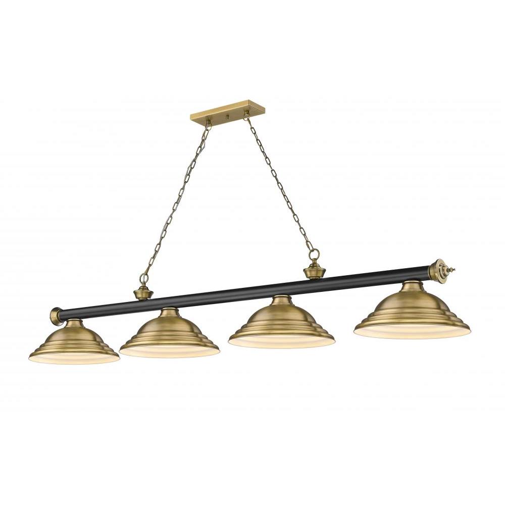 4 Light Billiard Table Light -Rubbed Brass