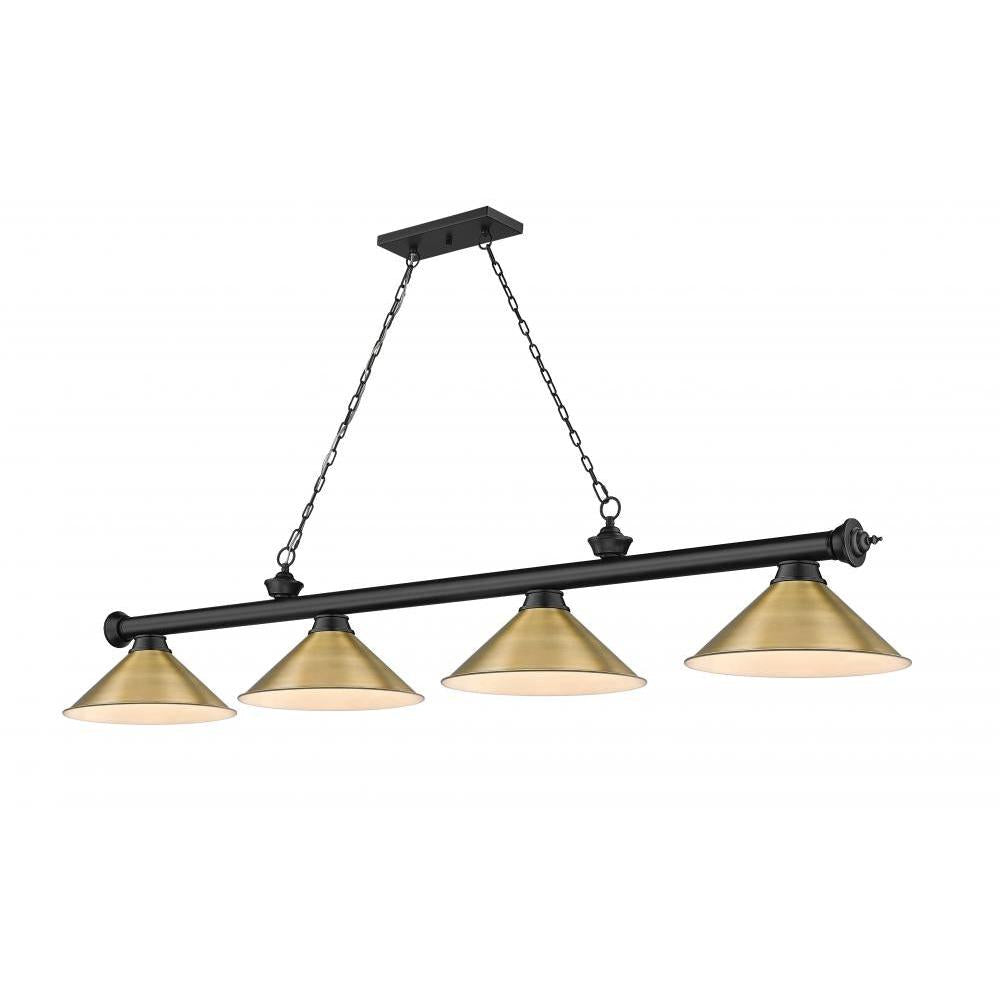 4 Light Billiard Table Light -Rubbed Brass