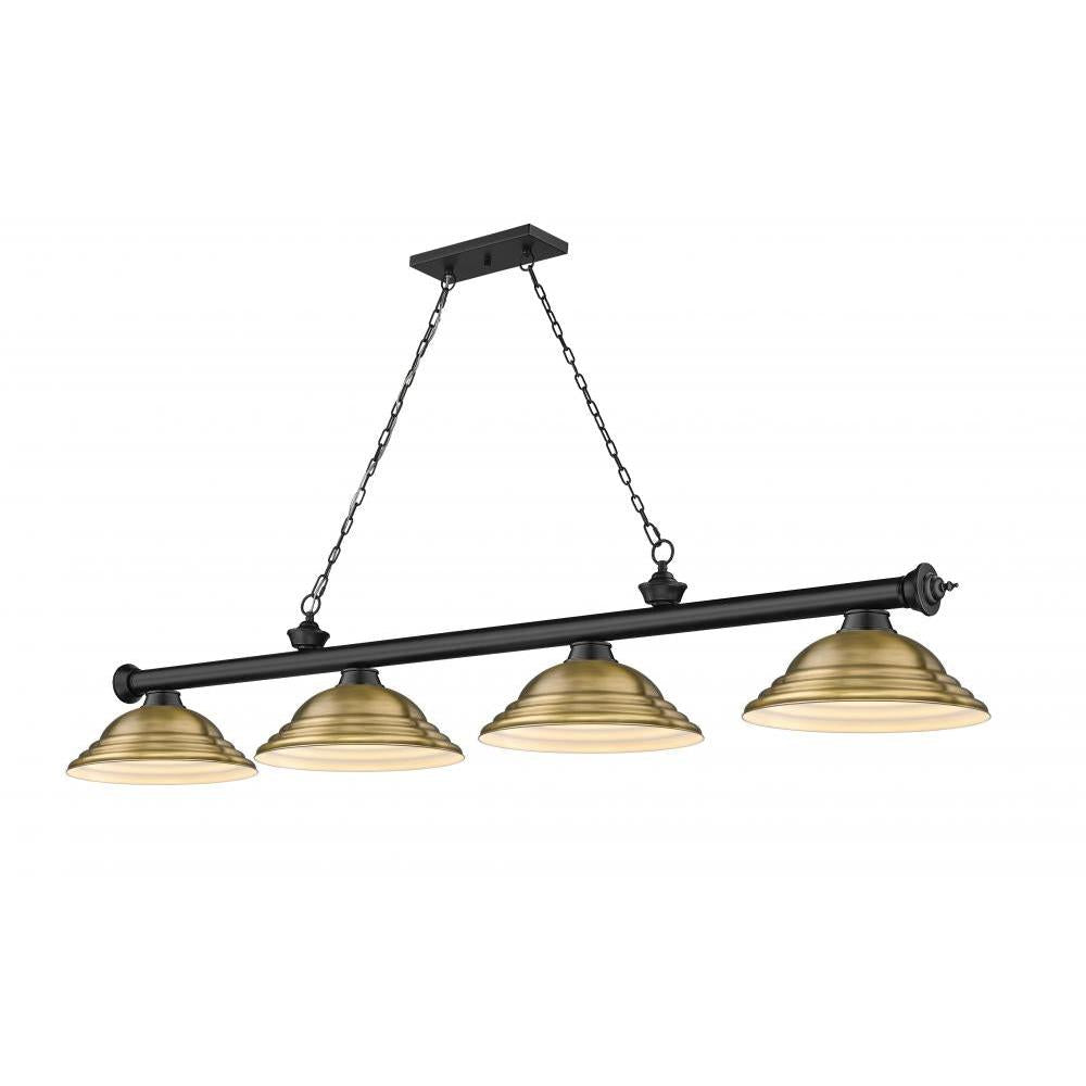 4 Light Billiard Table Light -Rubbed Brass