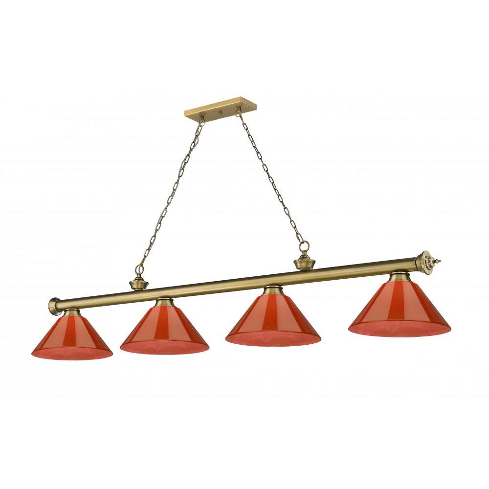 4 Light Billiard Table Light -Burgundy