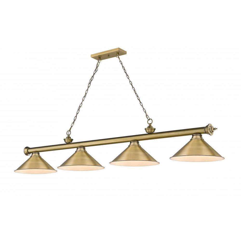 4 Light Billiard Table Light -Rubbed Brass