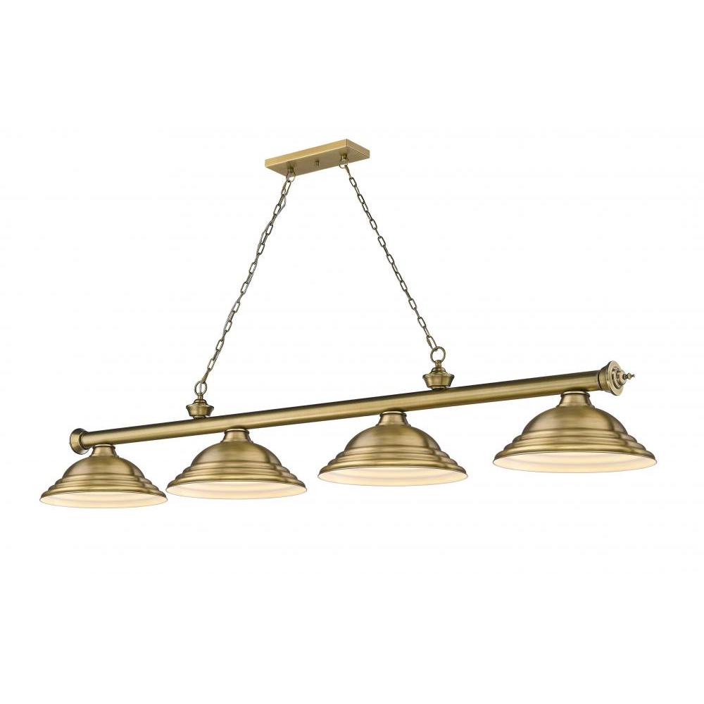 4 Light Billiard Table Light -Rubbed Brass