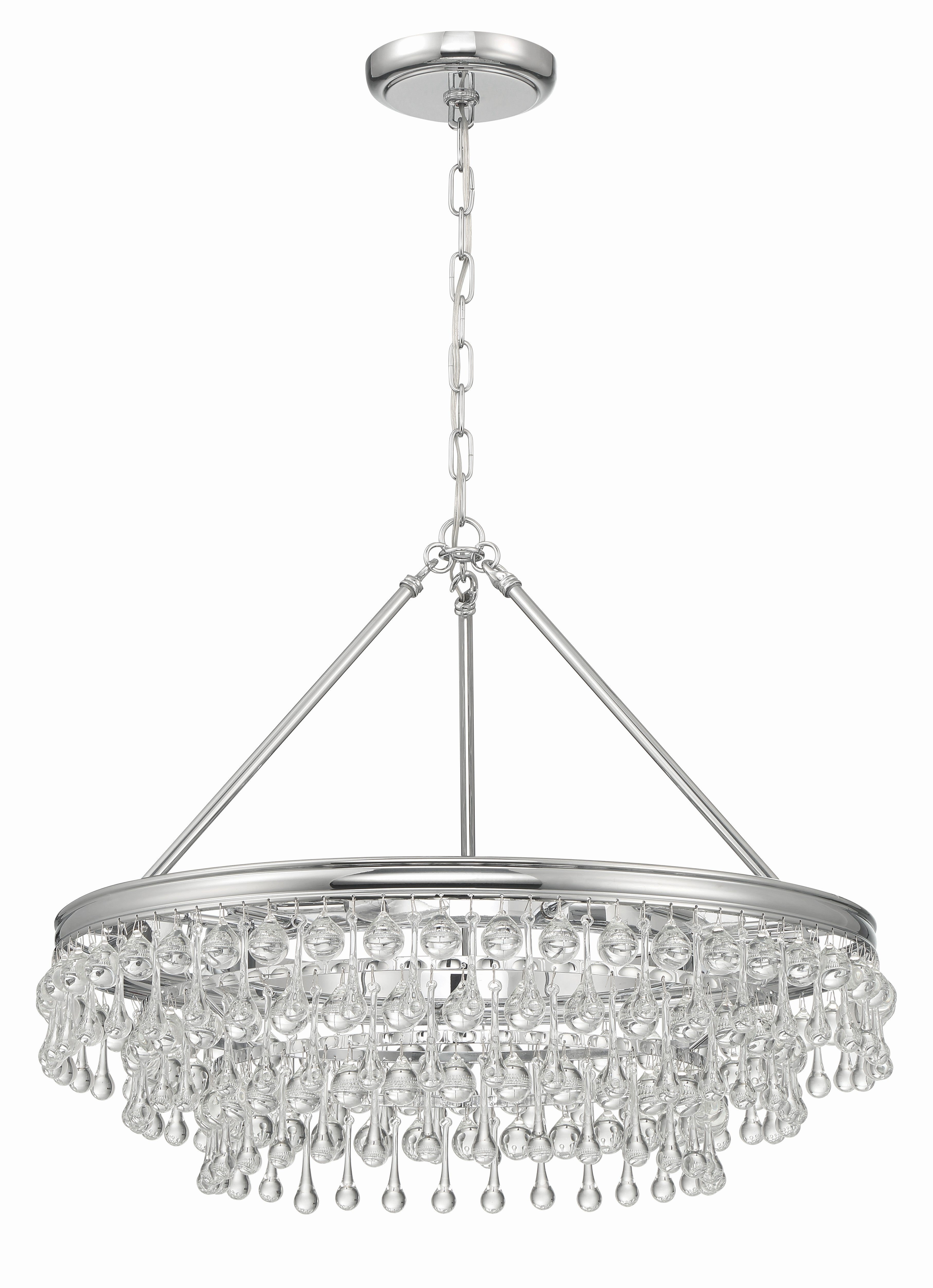 Crystorama Calypso 237-CH – 25 Inch – 6 Light – Chandelier – Polished Chrome – Damp Rated