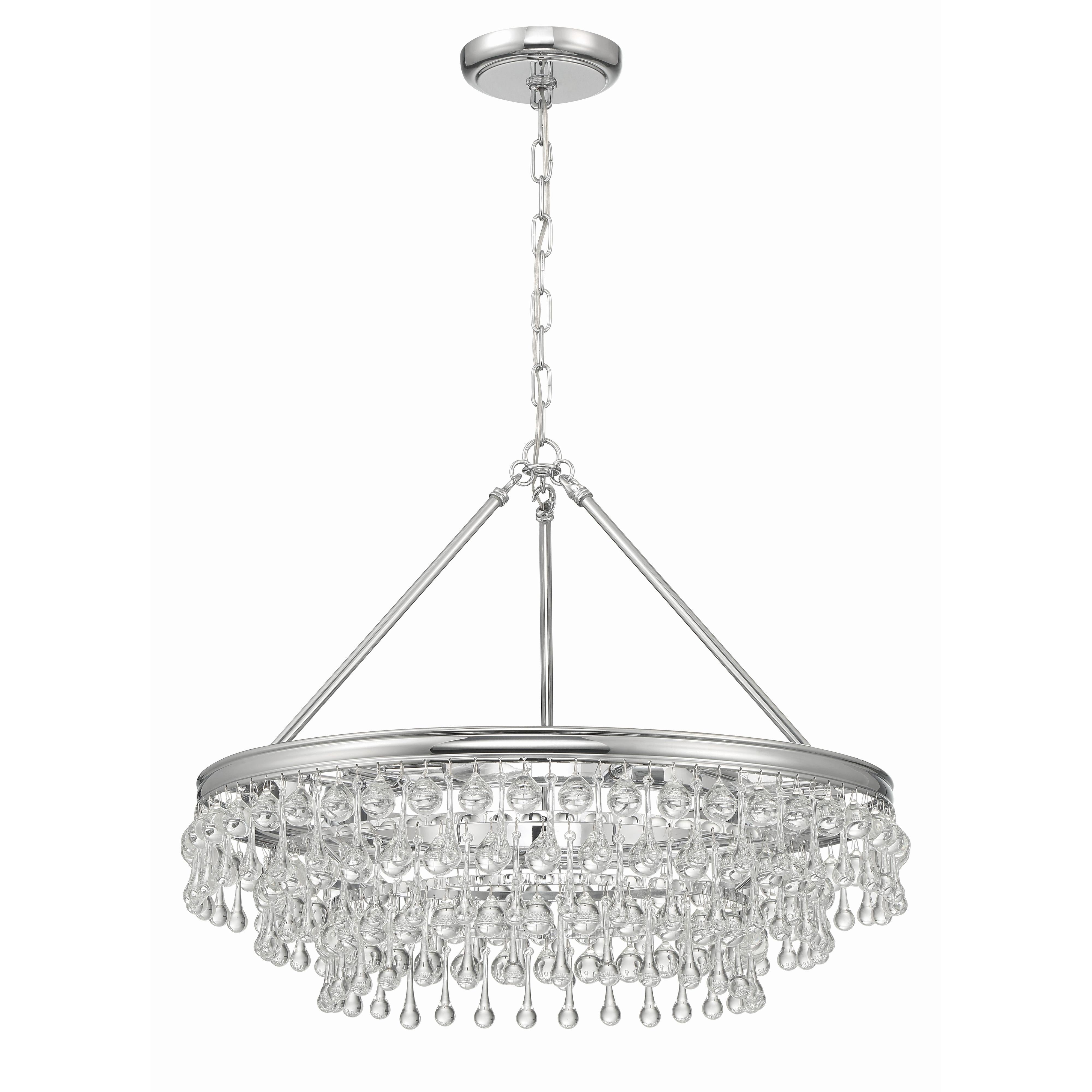 Crystorama Calypso 237-CH – 25 Inch – 6 Light – Chandelier – Polished Chrome – Damp Rated