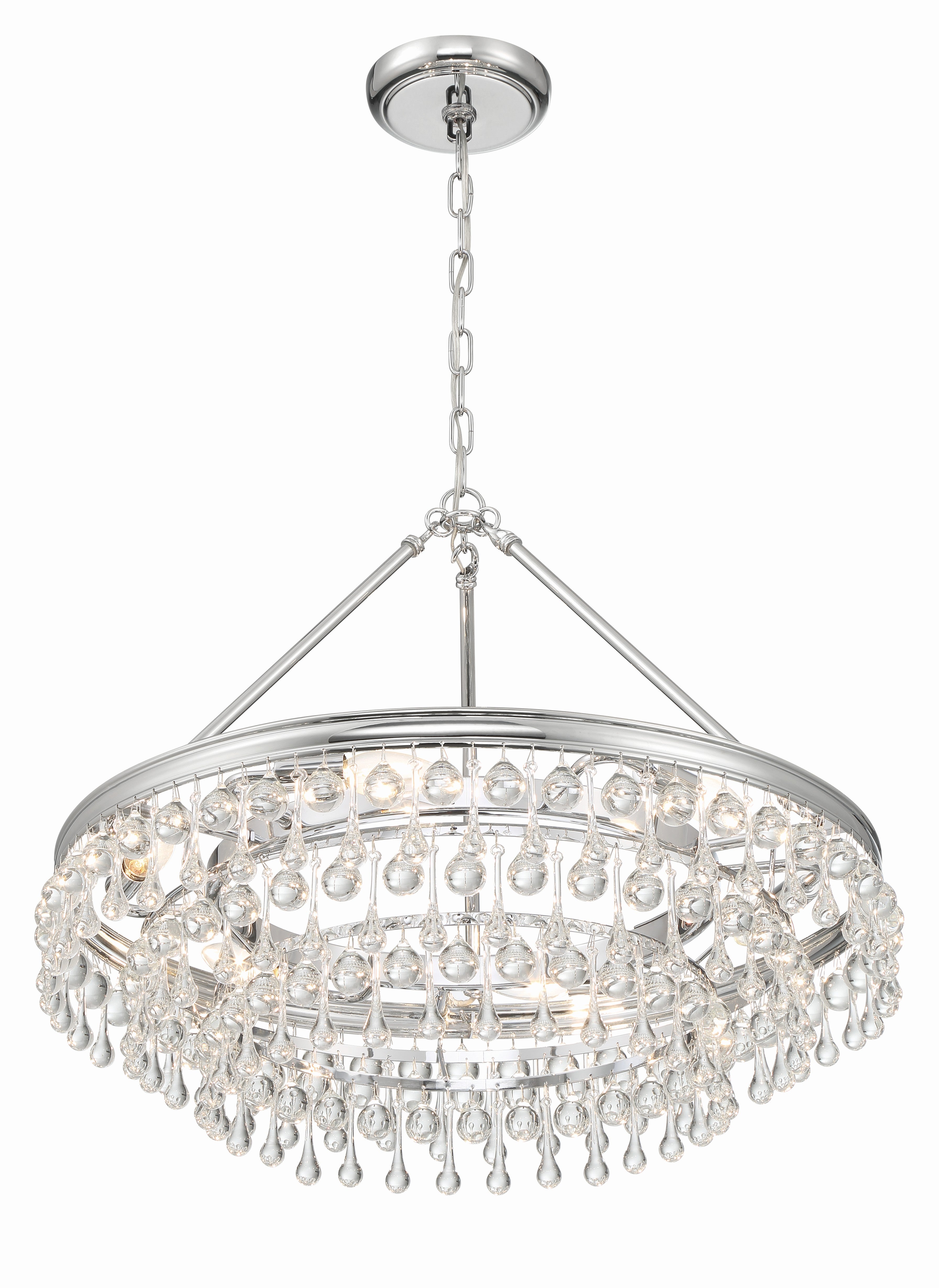 Crystorama Calypso 237-CH – 25 Inch – 6 Light – Chandelier – Polished Chrome – Damp Rated