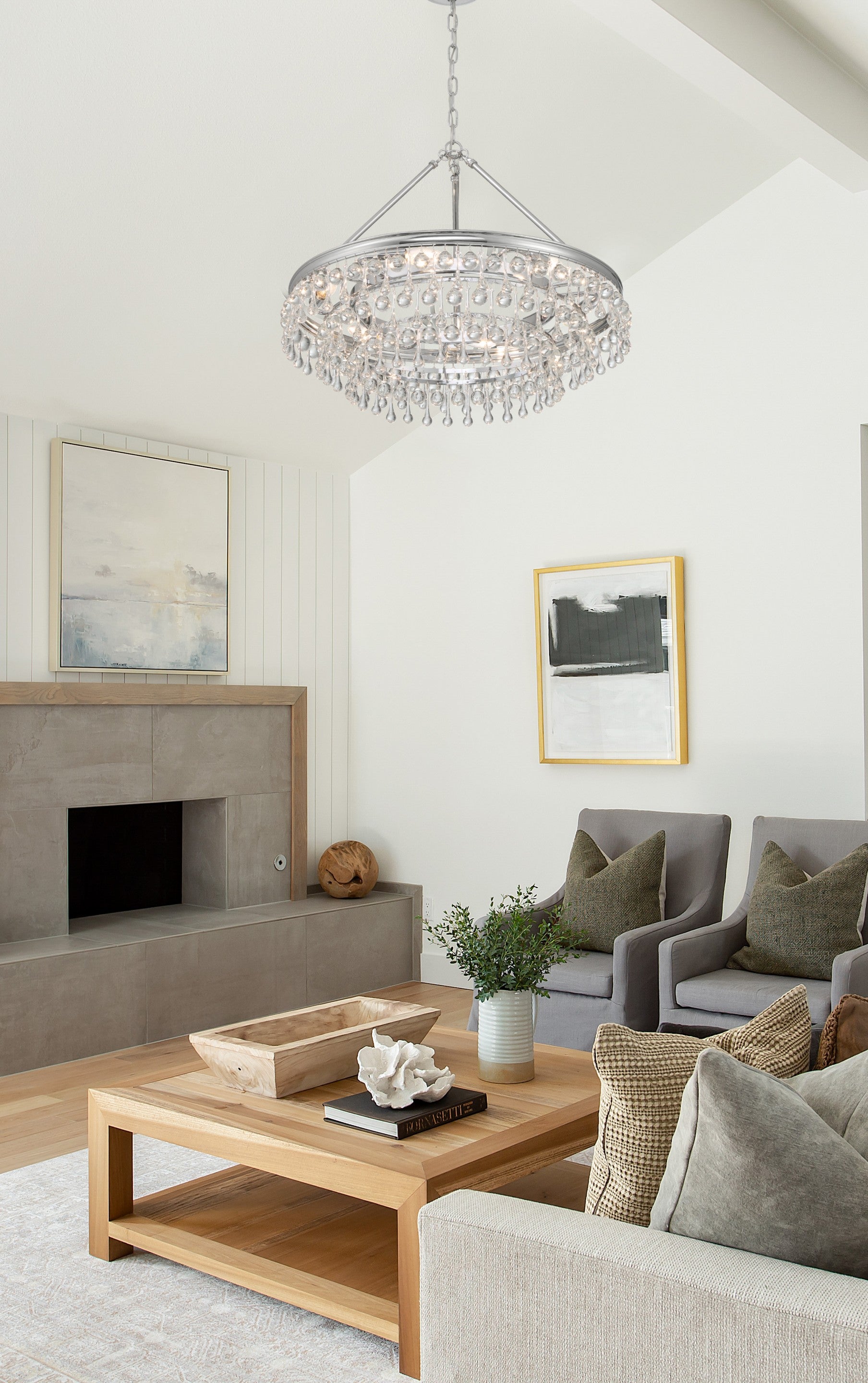 Crystorama Calypso 237-CH – 25 Inch – 6 Light – Chandelier – Polished Chrome – Damp Rated