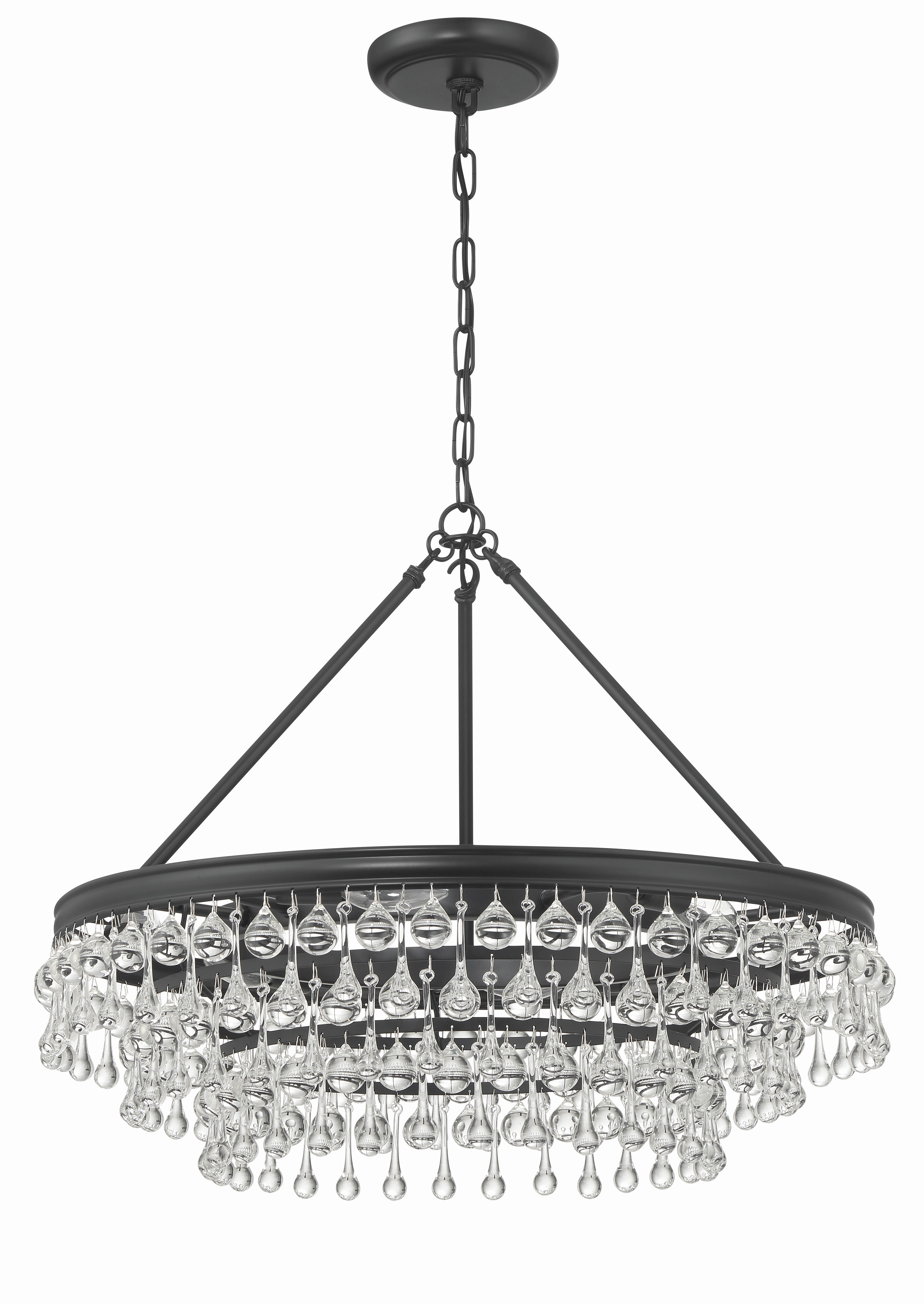 Crystorama Calypso 237-MK – 25 Inch – 6 Light – Chandelier – Matte Black – Damp Rated