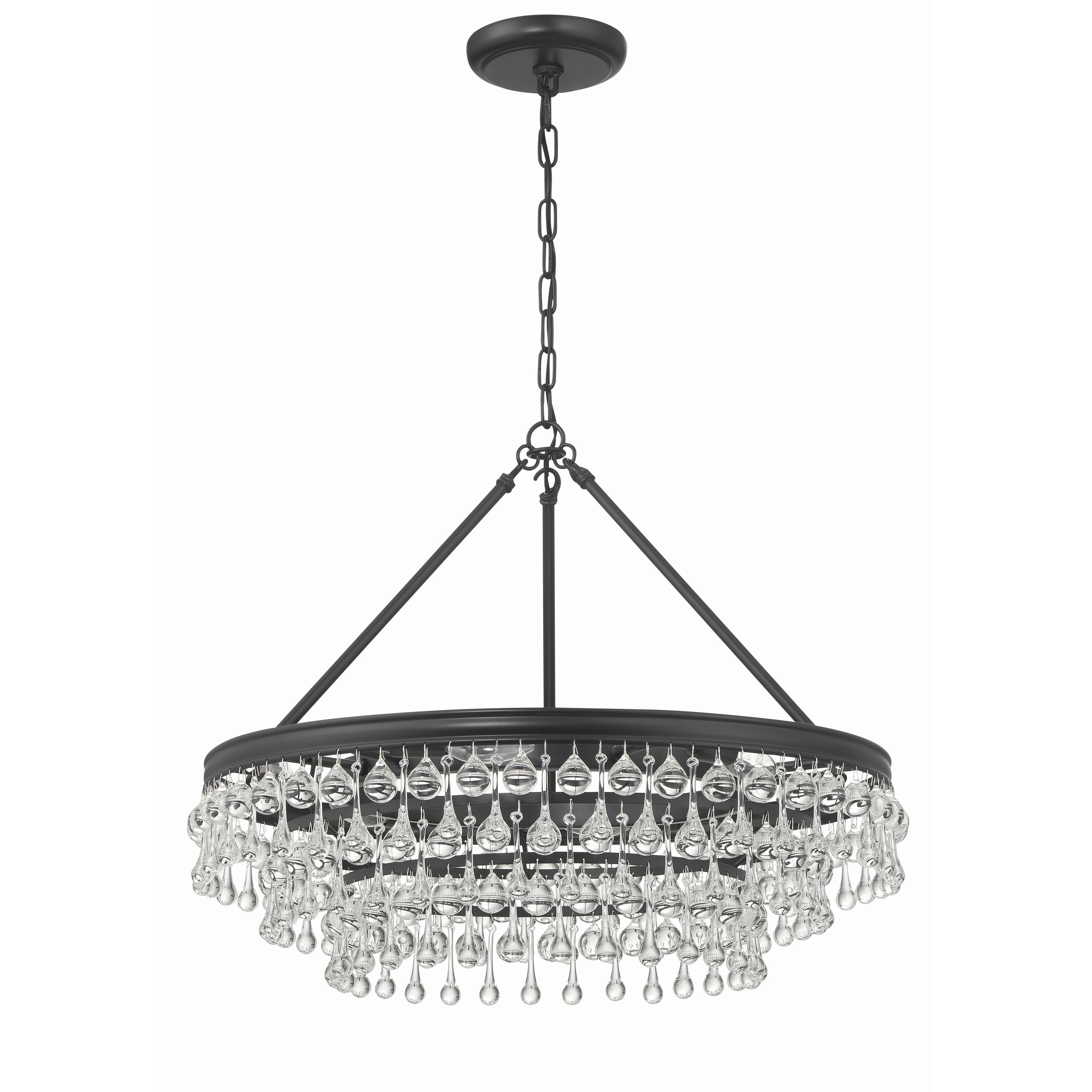 Crystorama Calypso 237-MK – 25 Inch – 6 Light – Chandelier – Matte Black – Damp Rated