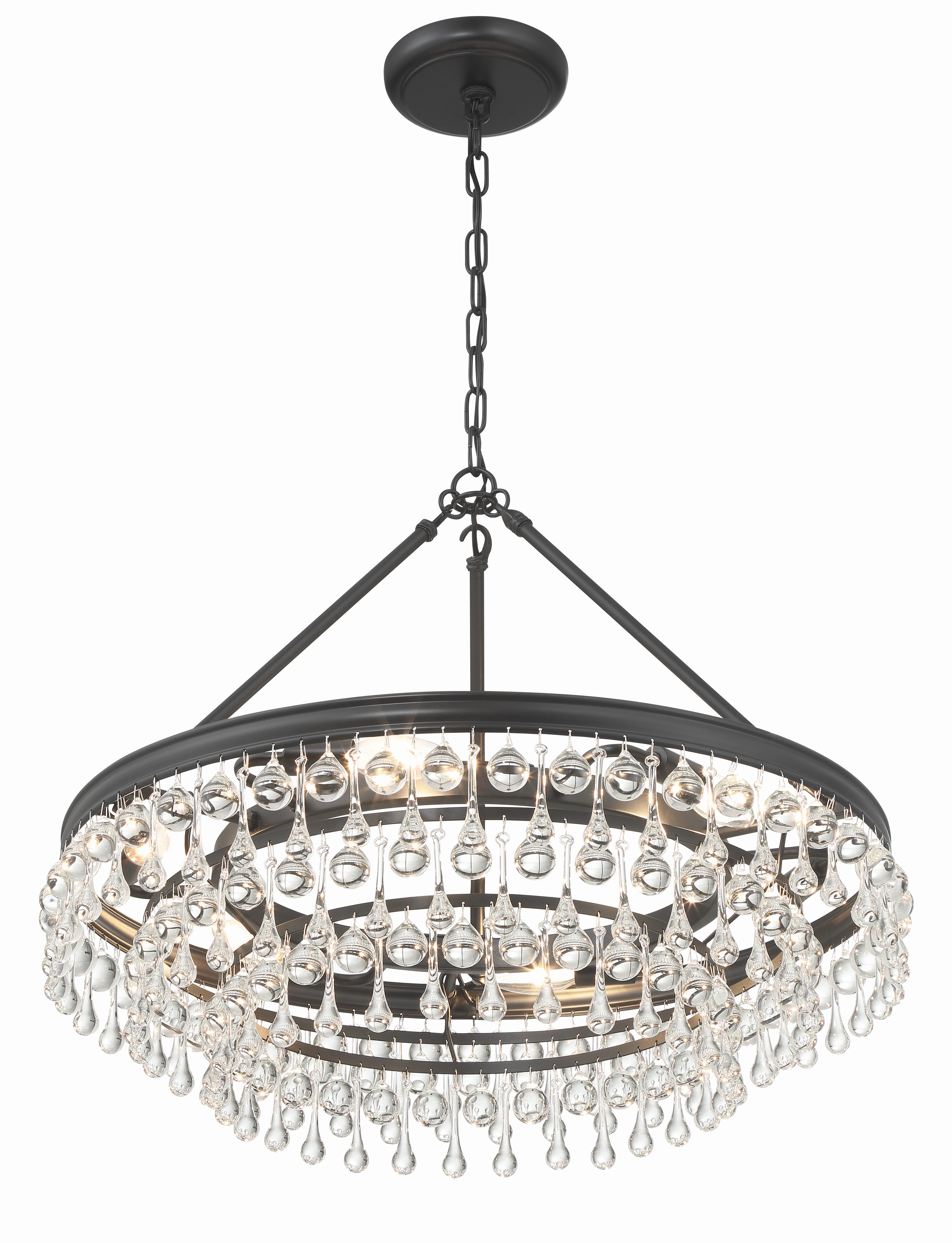 Crystorama Calypso 237-MK – 25 Inch – 6 Light – Chandelier – Matte Black – Damp Rated