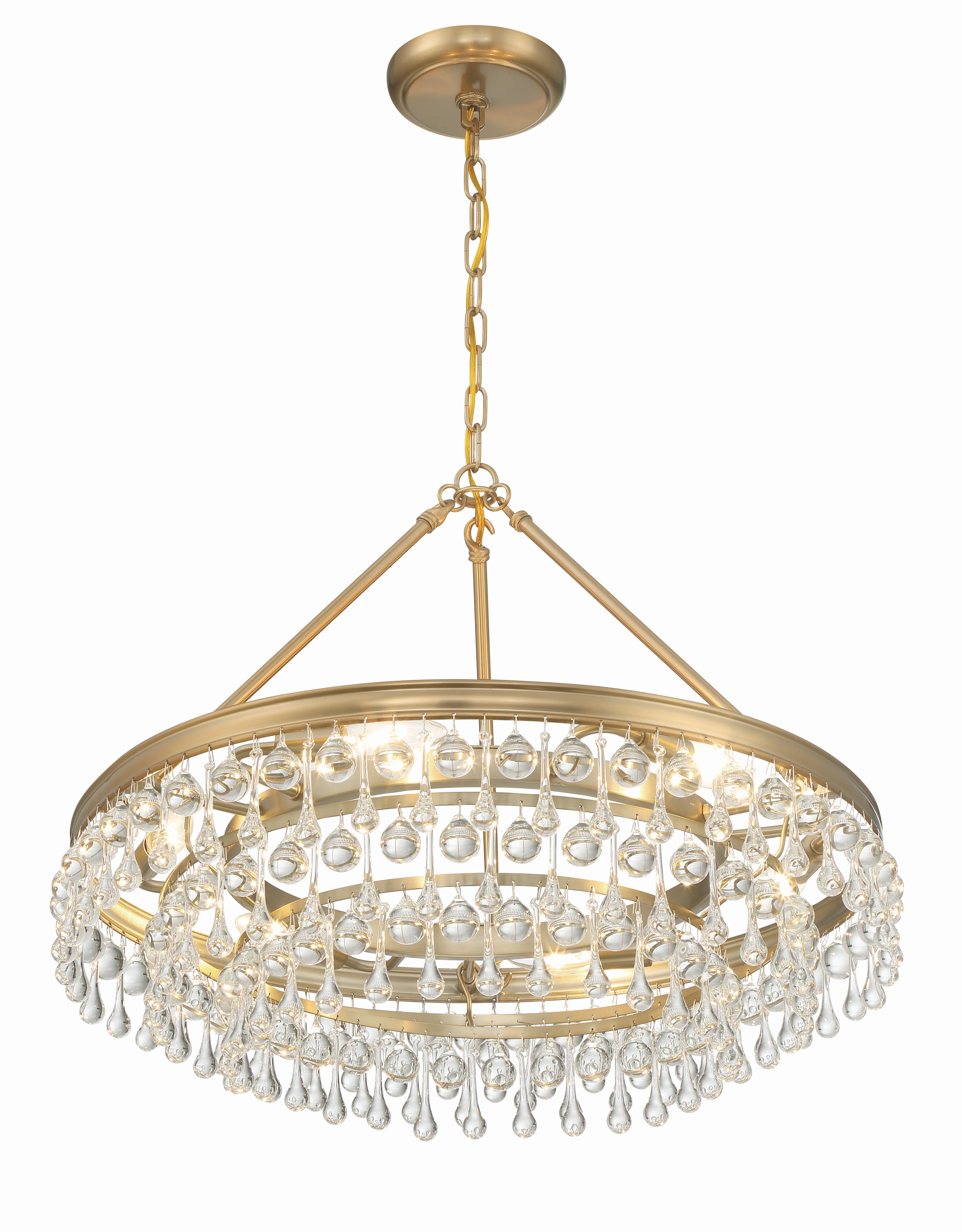 Crystorama Calypso 237-VG – 25 Inch – 6 Light – Chandelier – Vibrant Gold – Damp Rated