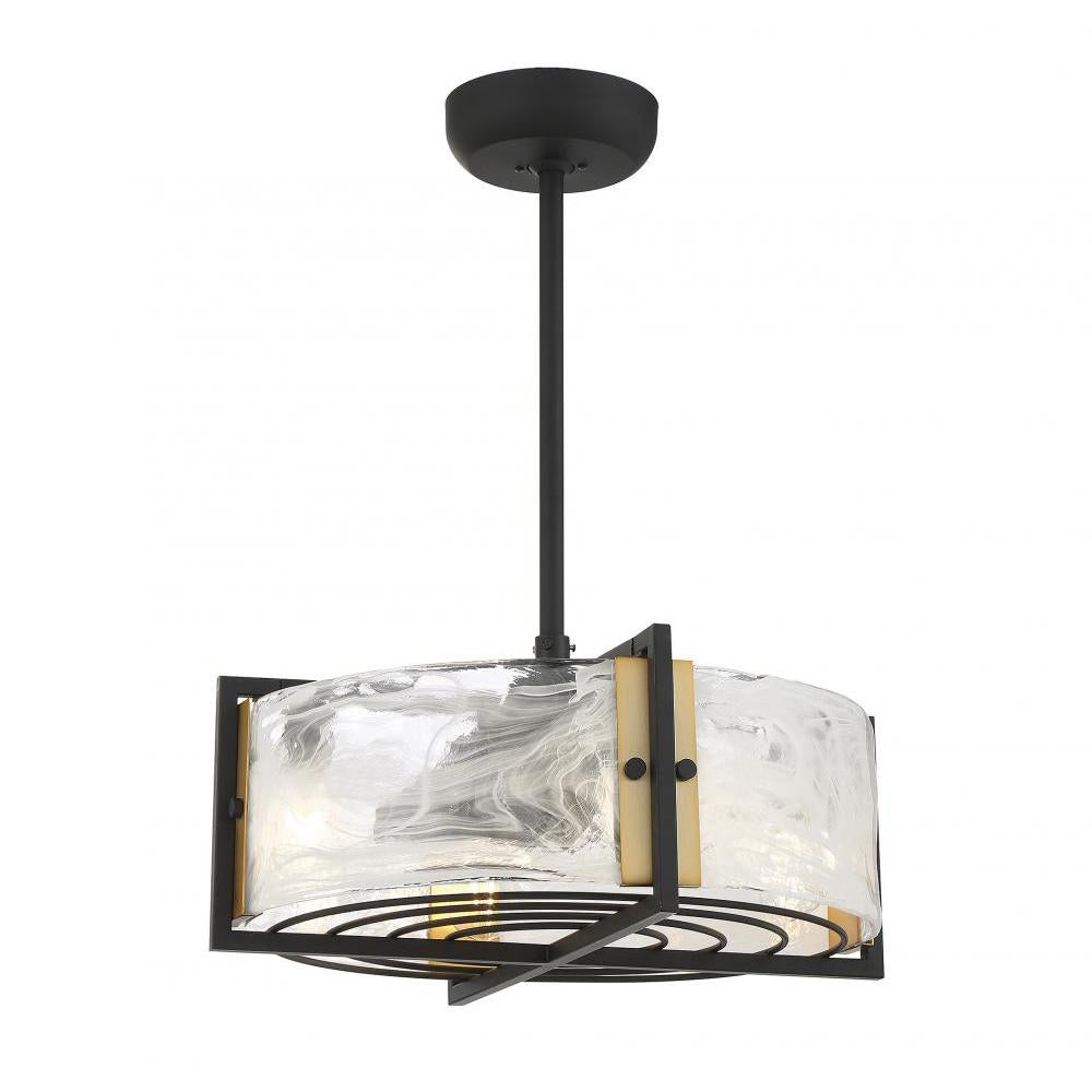 Hayward 4-Light Fan D'Lier in Matte Black with Warm Brass Accents