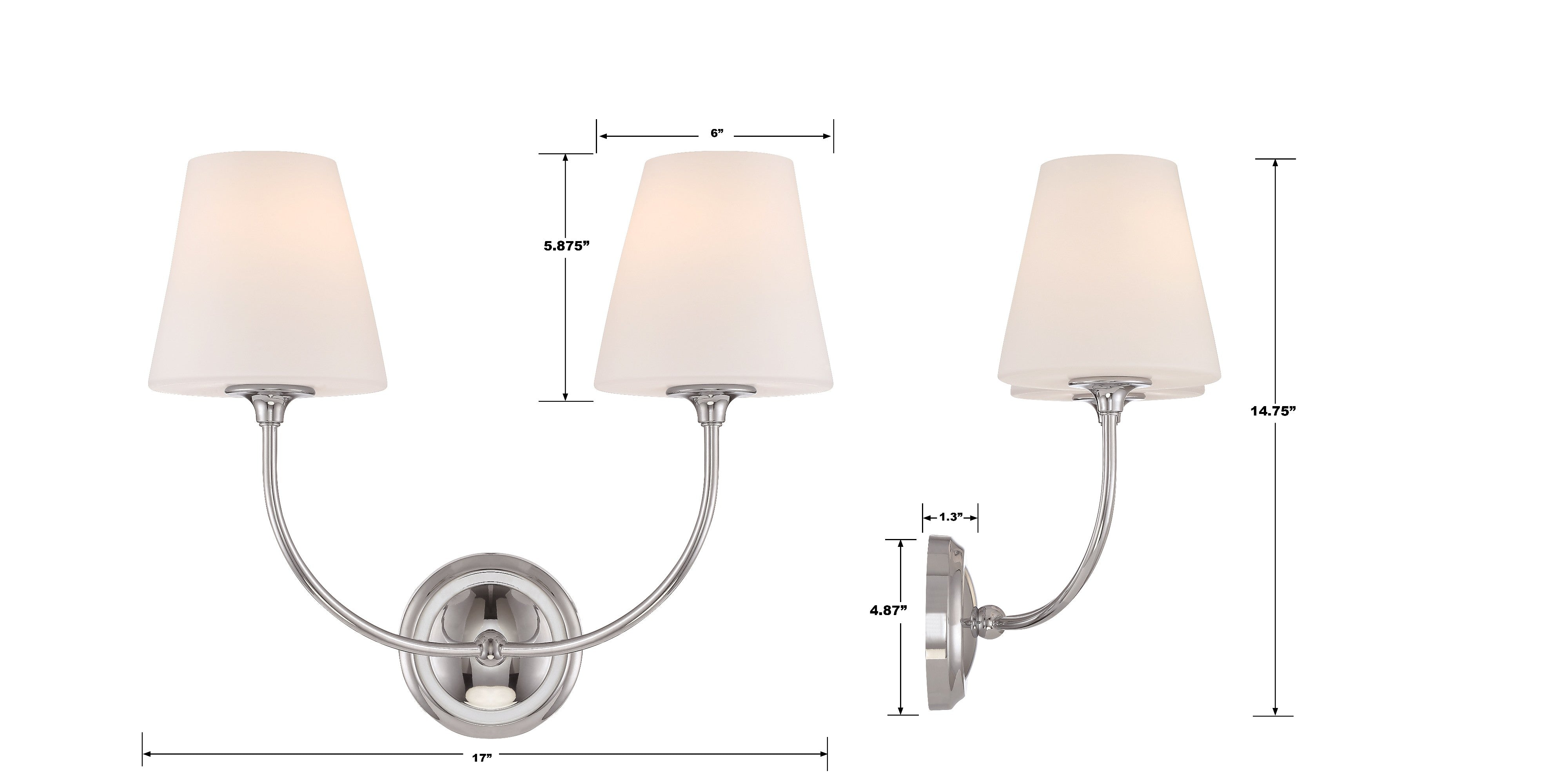 Crystorama Sylvan 2442-OP-CH – 17 Inch – 2 Light – Sconce – Polished Chrome – Damp Rated