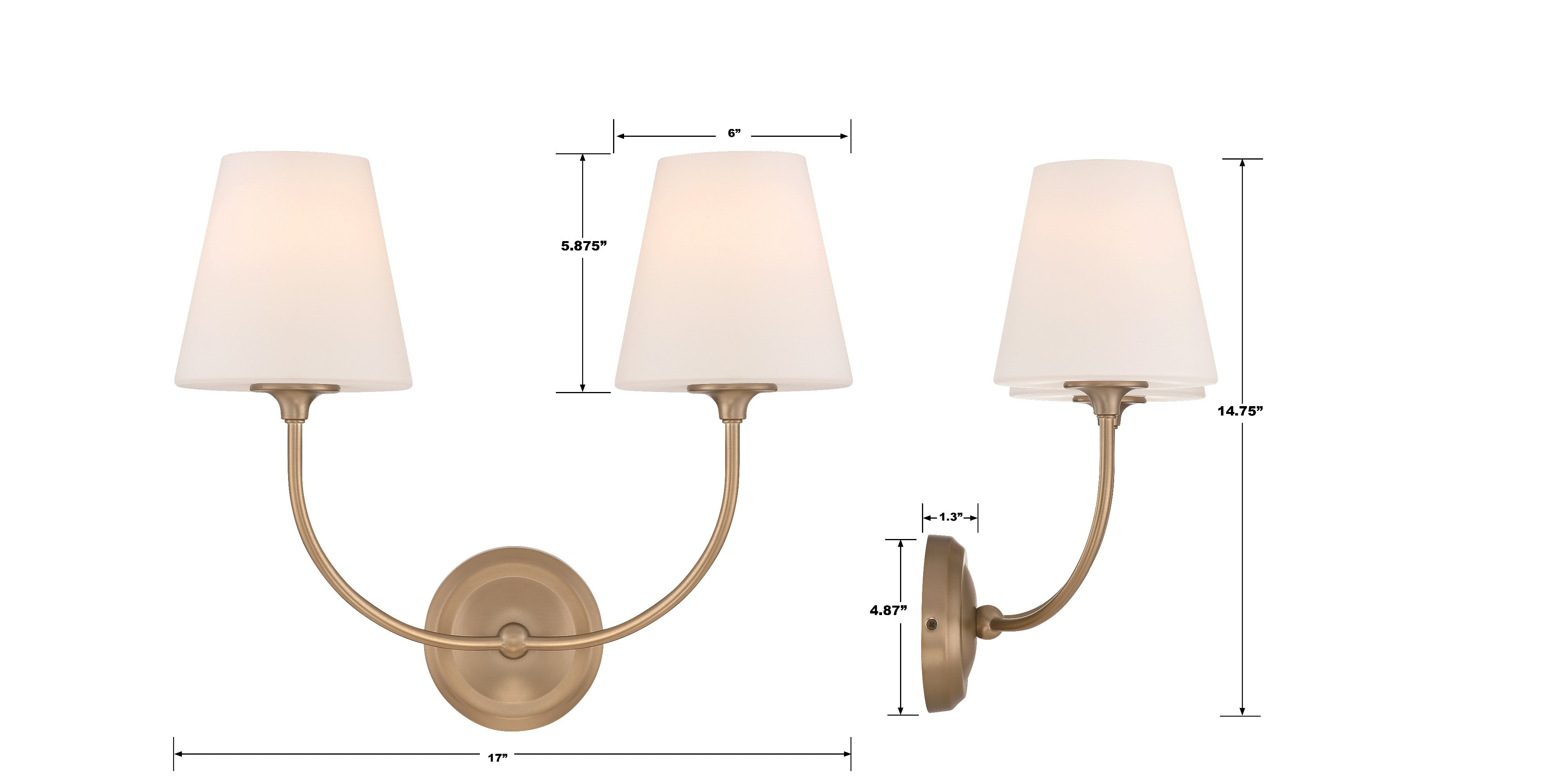 Crystorama Sylvan 2442-OP-VG – 17 Inch – 2 Light – Sconce – Vibrant Gold – Damp Rated
