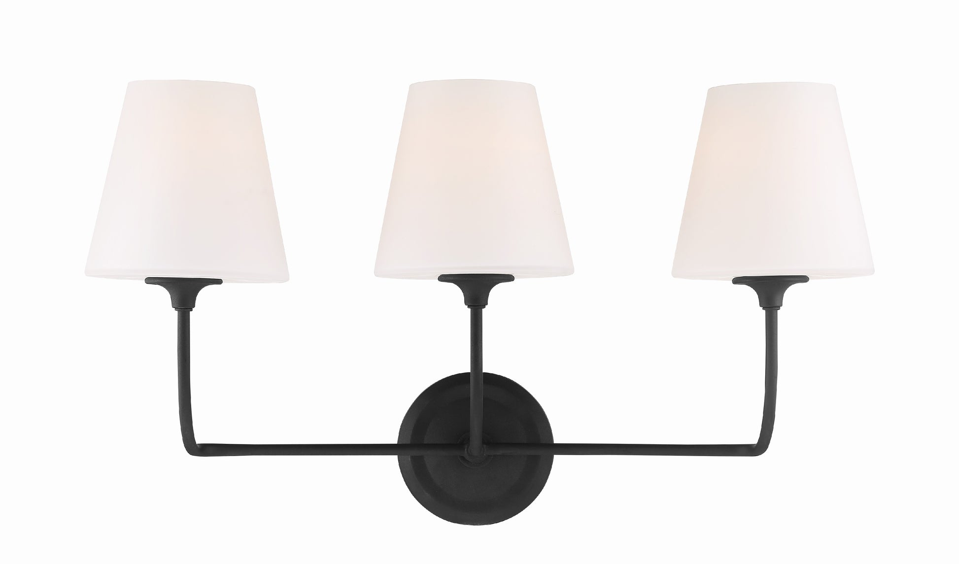 Crystorama Sylvan 2443-OP-BF – 23.25 Inch – 3 Light – Bath Vanity Light – Black Forged – Damp Rated