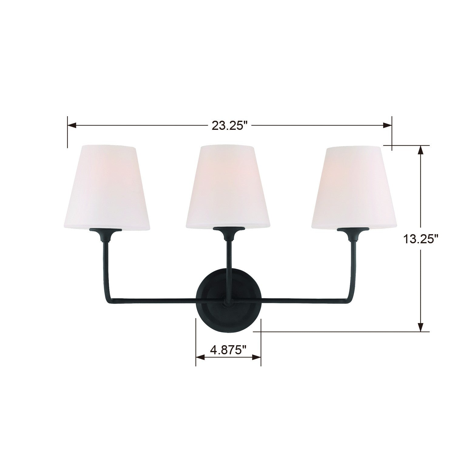 Crystorama Sylvan 2443-OP-BF – 23.25 Inch – 3 Light – Bath Vanity Light – Black Forged – Damp Rated