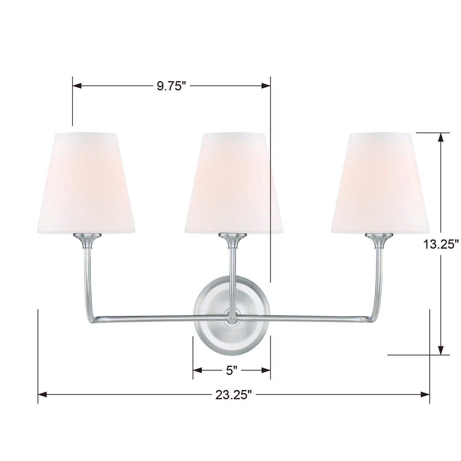 Crystorama Sylvan 2443-OP-BN – 23.25 Inch – 3 Light – Bath Vanity Light – Brushed Nickel – Damp Rated