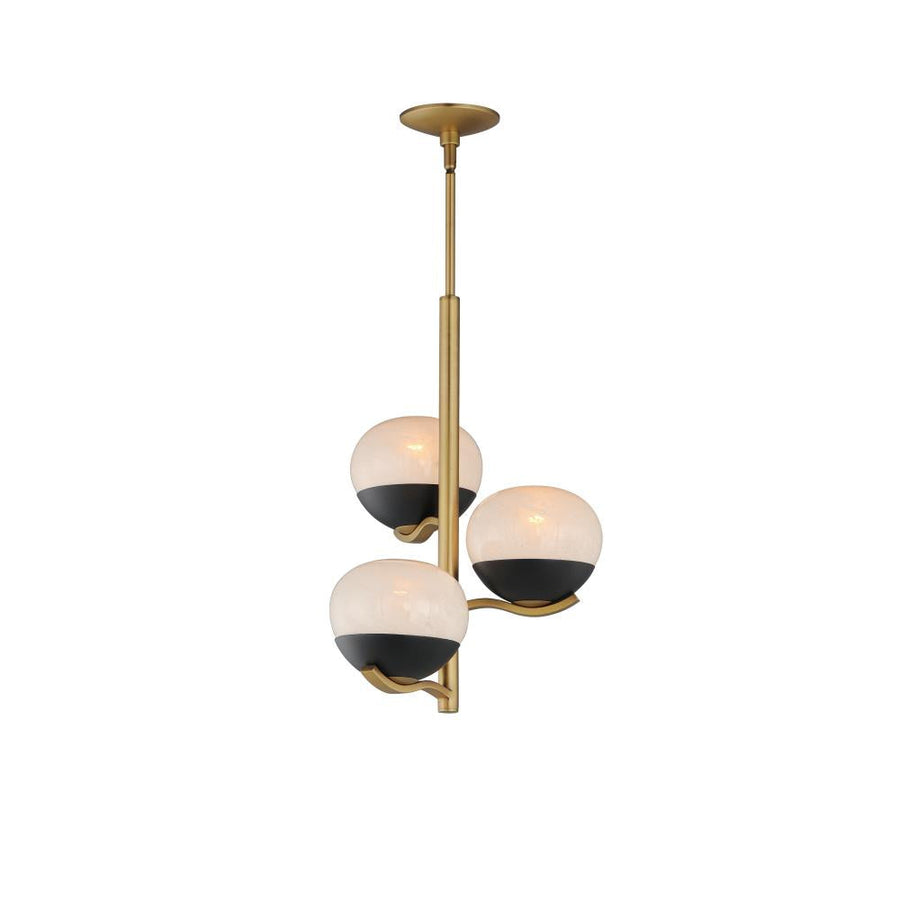 Foyer 15 Inch Chandelier – Black / Natural Aged Brass
