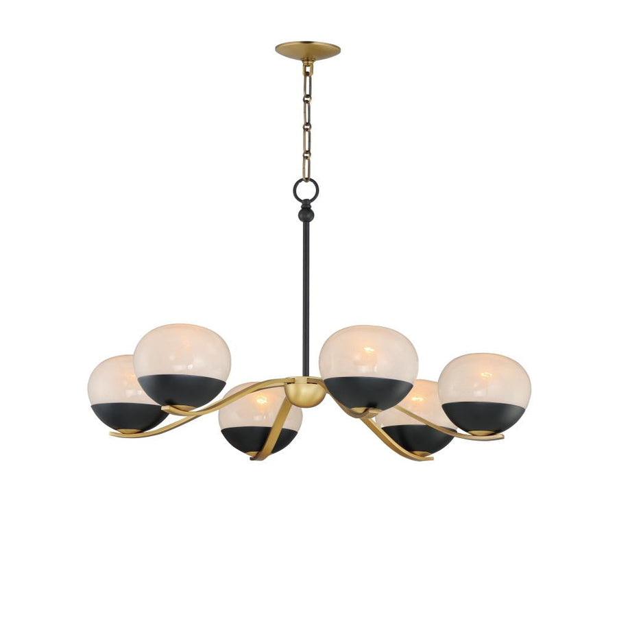 Lucerne 33 Inch Semi Flush Mount Light – Black / Natural Aged Brass