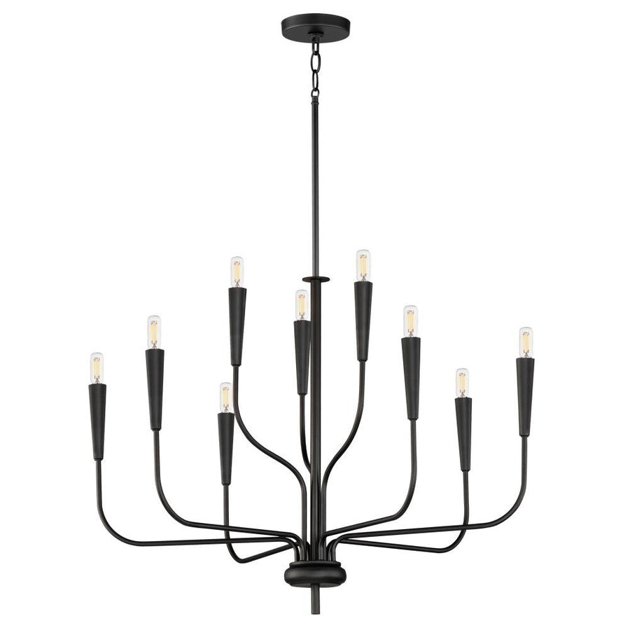 Vela 32 Inch 9 Light Multi-Tier Chandelier – Black